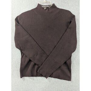 Talbots Sweater Womens Size L Petites Brown Long Sleeve Mock Neck 100% Cotton